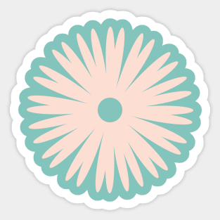 Flower 1, Minimalist Abstract Floral in Peach and Teal Sticker